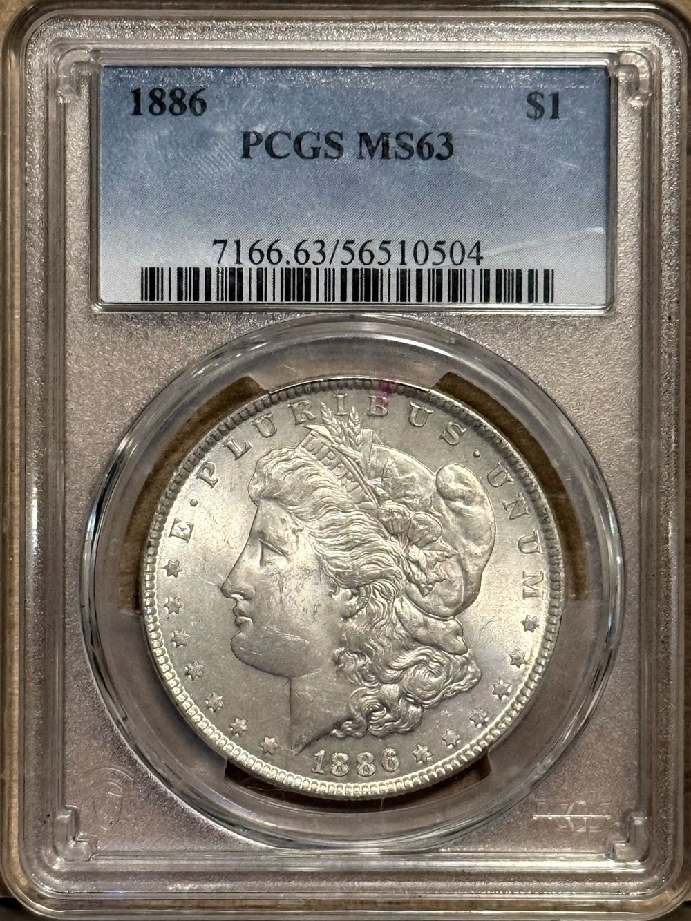 1886 Morgan Silver Dollar • Graded PCGS MS63